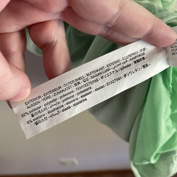 Zara Women XS Green Mesh Tulle Ruched Y2K Crew Neck Sleeveless Mini Dress - Picture 11 of 12